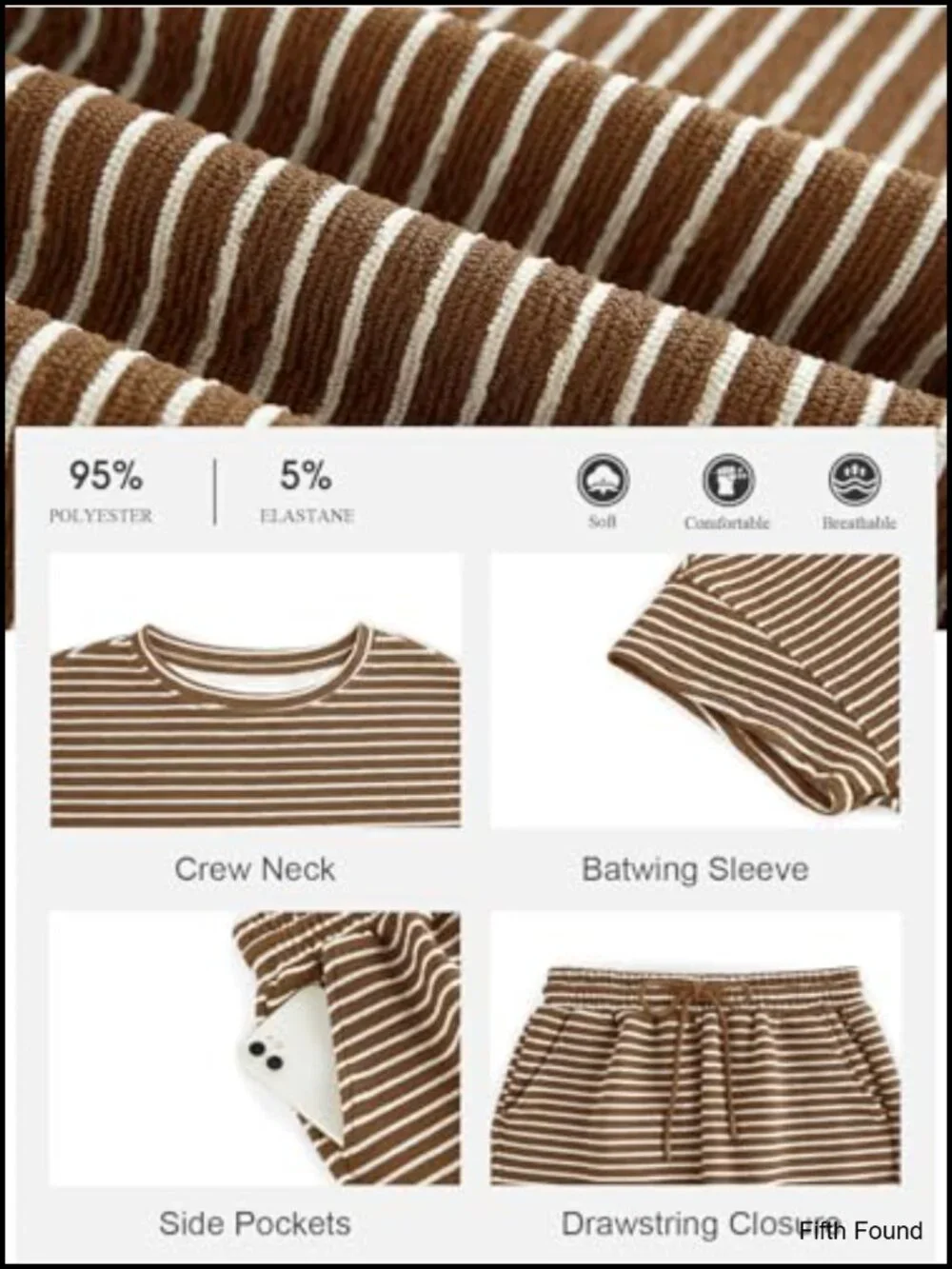 Striped 2 Piece Lounge Set Short Sleeve Oversized T Shirt Drawstring Shorts